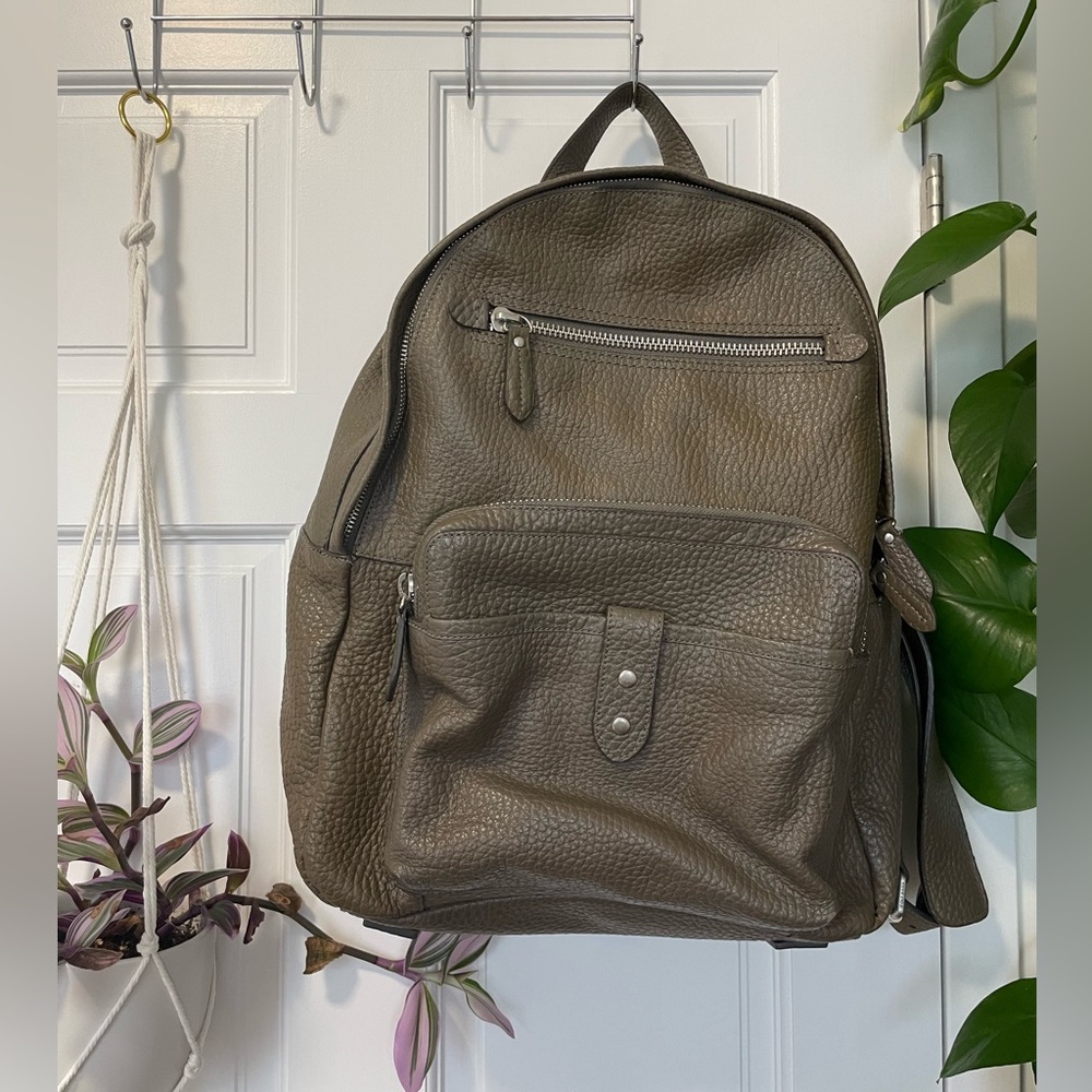 Cole Haan leather travel backpack in brownish/grey.